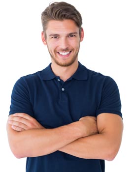 Handsome,Young,Man,Smiling,With,Arms,Crossed,On,White,Background
